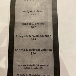Early bird menu Early bird menu