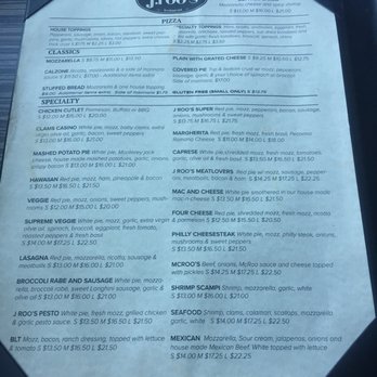 J Roo's Restaurant - Menu as of Nov 2018 - Pizza Near Me - North Haven, Connecticut J Roo's Restaurant - Menu as of Nov 2018 - Pizza Near Me - North Haven, Connecticut