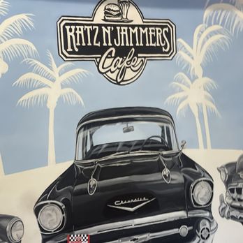Katz N' Jammers Cafe - The inside business name on the wall so beautiful 50s car, very clean cafe. - Diners Near Me - Lancaster, California