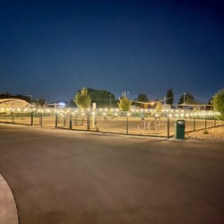 Aspen Grove Rv Park - Night lights for the camp dog park!