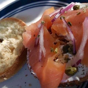 Einstein Bros. Bagels - Toasted with our own lox and cream cheese, capers and onion. - Sandwiches Near Me - Long Beach, California Einstein Bros. Bagels - Toasted with our own lox and cream cheese, capers and onion. - Sandwiches Near Me - Long Beach, California