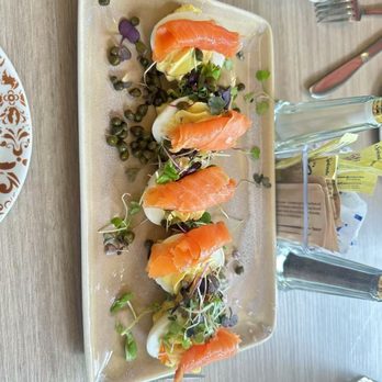 Dawn AM Eatery - Smoked Salmon Deviled Eggs - Southern Near Me - Chicago, Illinois Dawn AM Eatery - Smoked Salmon Deviled Eggs - Southern Near Me - Chicago, Illinois