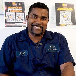 Juan Chavez, owner of Moreno Auto Collision Inc in Roslindale, MA