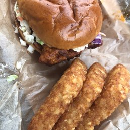 Nashville Hot Chicken Sandwich and Tri Taters Nashville Hot Chicken Sandwich and Tri Taters