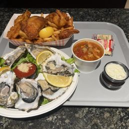Oysters, Manhattan Fish Soup, Fisherman's Combo Oysters, Manhattan Fish Soup, Fisherman's Combo