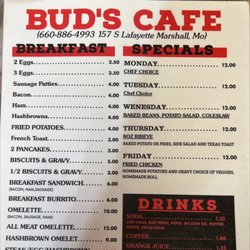 Bud's Cafe - Menu