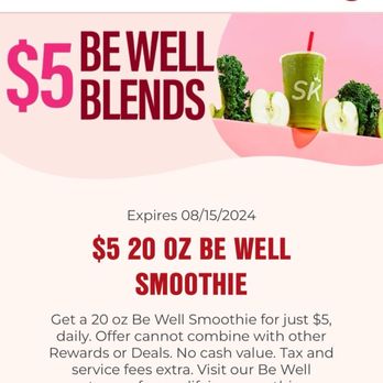 Smoothie King - Here with husband and daughter to get our $5 Be Well smoothies! - Juice Bars & Smoothies Near Me - Atlanta, Georgia Smoothie King - Here with husband and daughter to get our $5 Be Well smoothies! - Juice Bars & Smoothies Near Me - Atlanta, Georgia