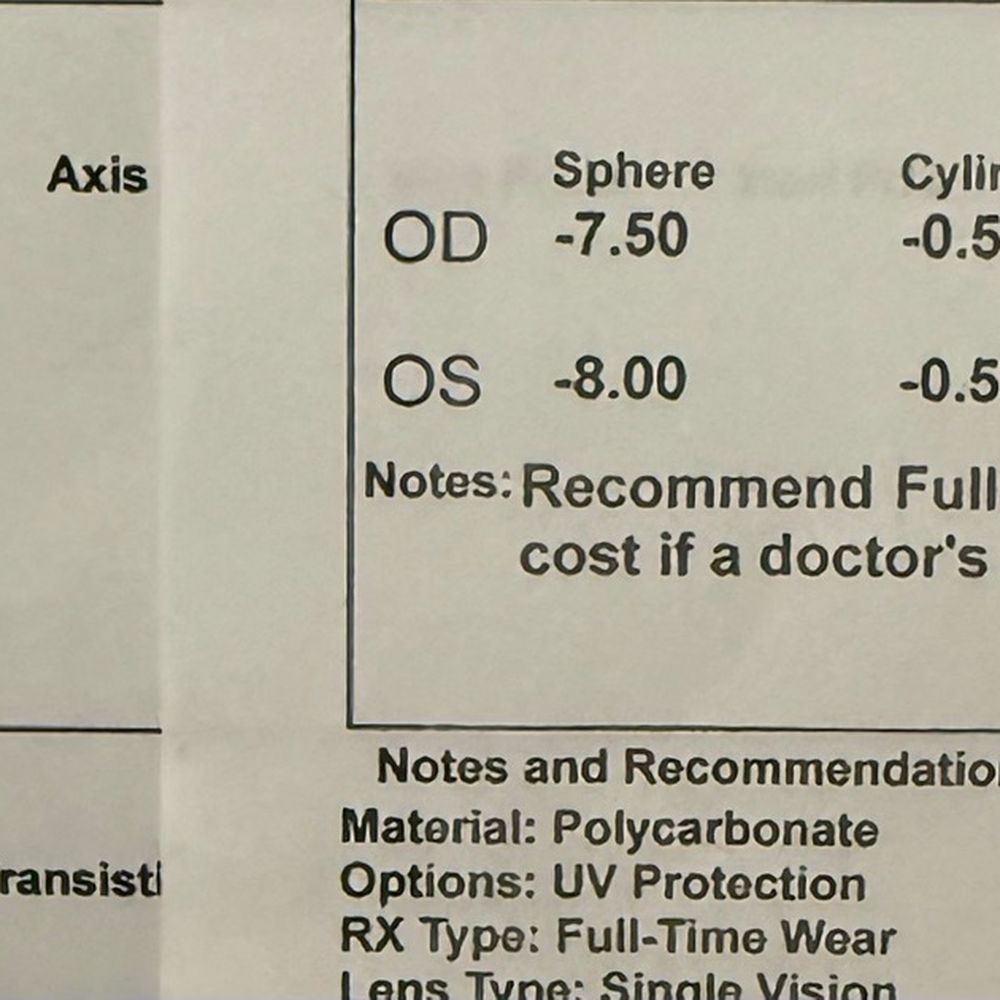 Astute Vision - The perscription before and after Dr Thomas adjusted it that they claim made no real difference - Optometrists Near Me - Miami, Florida