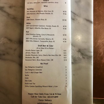 Pollo Bravo - Menu as of April 2019 - Tapas/Small Plates Near Me - Portland, Oregon