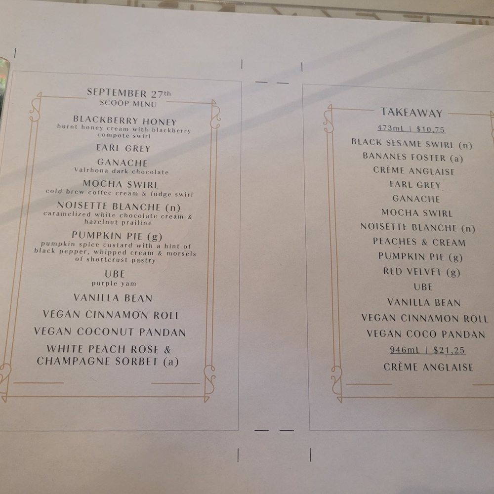 La Glace - Current menu - Ice Cream & Frozen Yogurt Near Me - Vancouver, British Columbia