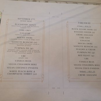 La Glace - Current menu - Ice Cream & Frozen Yogurt Near Me - Vancouver, British Columbia