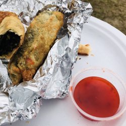 Lumbee Powwow - Collard egg rolls? They're pretty good! Spicy!