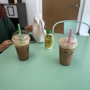 Cafe de Stir It Up - Two iced honey lavender lattes! One is with almond milk :) - Cafes Near Me - Fairbanks, Alaska Cafe de Stir It Up - Two iced honey lavender lattes! One is with almond milk :) - Cafes Near Me - Fairbanks, Alaska