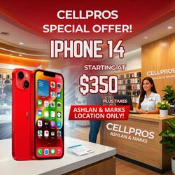 CellPros Tech Repair - Ashlan - Get your hands on the iPhone 14 for only $350 Plus taxes at CellPros exclusively at our Ashlan and Marks location!