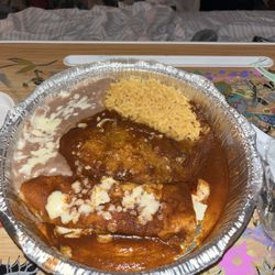 Combo with a cheese enchiladas and a chile relleno