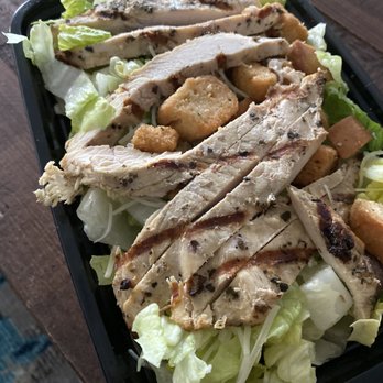 Gyros & Seafood Express - Chicken Cesar salad. The dressing is a generic brand from their food supplier. Nothing special. - Seafood Near Me - Sarasota, Florida