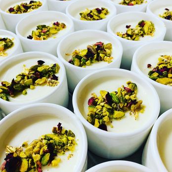 Cardamom & Sage - Mhalbia (rose water custard), crushed green pistachios, gold leaf - Personal Chefs Near Me Cardamom & Sage - Mhalbia (rose water custard), crushed green pistachios, gold leaf - Personal Chefs Near Me