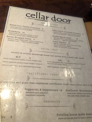 Menu photo 2 Cellar Door Downers Grove, IL
