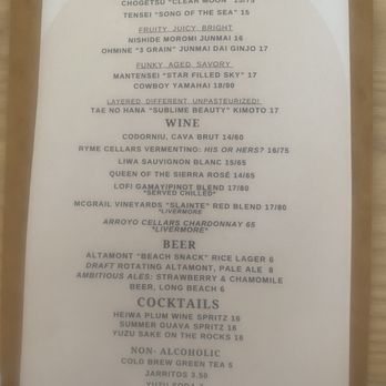Cured Fish Bar - Current wine list - Japanese Near Me - Livermore, California Cured Fish Bar - Current wine list - Japanese Near Me - Livermore, California