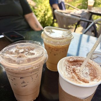 Maypop Coffee & Garden Shop - iced latte half milk half chocolate milk & coconut syrup, hot chai and cold brew - Coffee & Tea Near Me - Webster Groves, Missouri