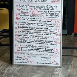 Breakfast menu Breakfast menu