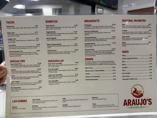 Menu photo 2 Araujo's Mexican Grill San Jose, CA