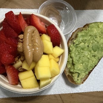 Fruity Moto - Açaí bowl with mango instead of kiwi and avocado toast. Perfection - Juice Bars & Smoothies Near Me - Windsor, California