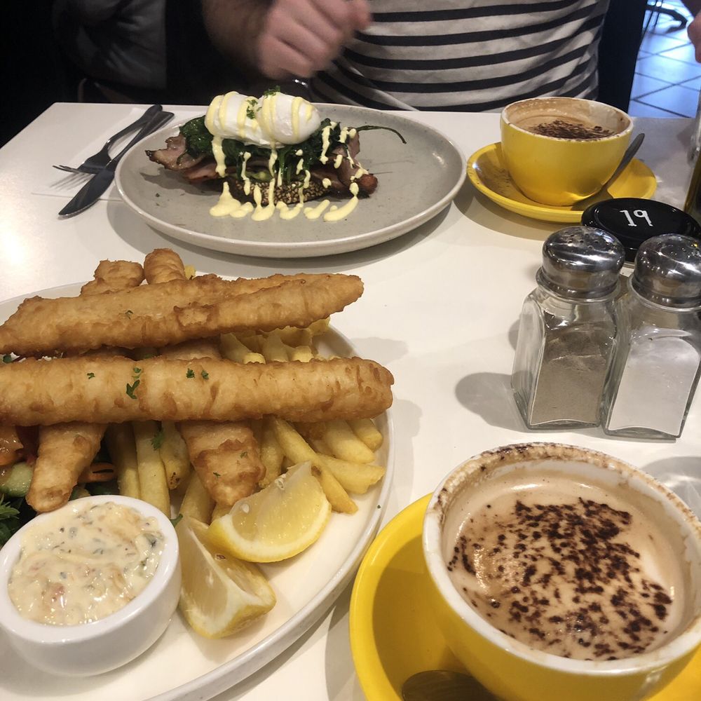 Lemon Tree Cafe - Flake tails, green mile Benedict, 2x cappuccinos - Coffee & Tea Near Me - Shepparton, VIC