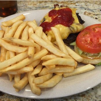 Jimbo's Hamburger Palace - doused my burger in ketchup & then used like half the bottle on the side for my frites - Burgers Near Me - New York, New York