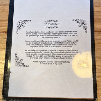 Potsticker - Menu Side 1 - Asian Fusion Near Me - Saint Paul, Minnesota