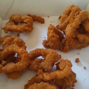 Johnson's Fish & Shrimp - Stuck calamari rings due to over frying. Bad choice - Seafood Near Me - Lake Station, Indiana