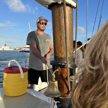 Schooner Appledore - Jason getting ready to man the missen mast or Something - Boat Charters Near Me - Key West, Florida Schooner Appledore - Jason getting ready to man the missen mast or Something - Boat Charters Near Me - Key West, Florida