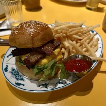 Potluck Club 佰樂 - Pork Belly Cha Siu & Egg Sandwich with French Fries - Cantonese Near Me - New York, New York Potluck Club 佰樂 - Pork Belly Cha Siu & Egg Sandwich with French Fries - Cantonese Near Me - New York, New York