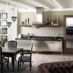 Neuestilküchen - Marchi Cucine Dechora Edelstahl Eiche natur
