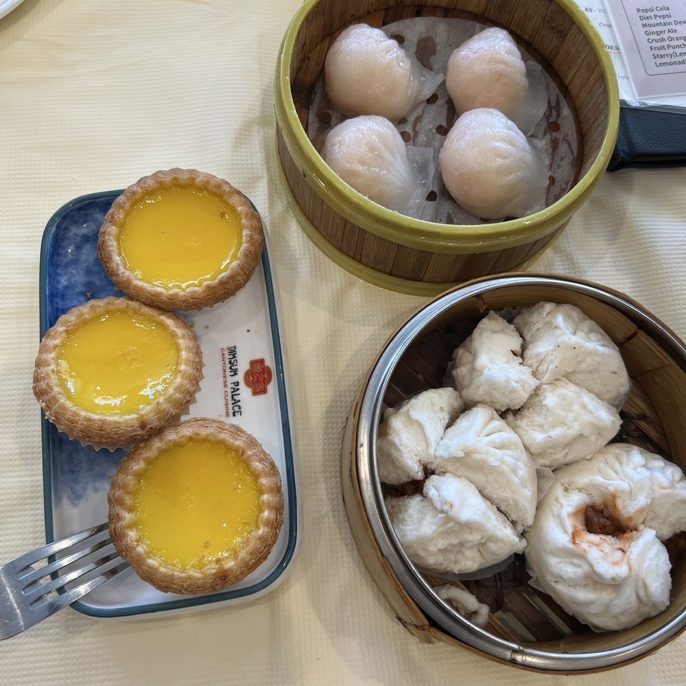 Baked Egg Tart Char Siu buns Crystal Shrimp Chive Dumpling