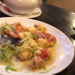 Top dish in JC region. Cut lobster pieces w lots o ginger sauce. It's a bit messy as it's finger food w the shells but worth the flavors. Top dish in JC region. Cut lobster pieces w lots o ginger sauce. It's a bit messy as it's finger food w the shells but worth the flavors.
