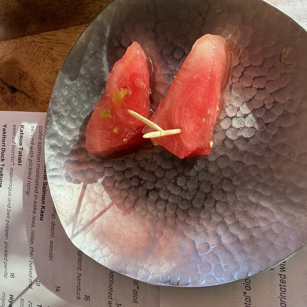 Kamonegi - Complementary pickled watermelon - Japanese Near Me - Seattle, Washington Kamonegi - Complementary pickled watermelon - Japanese Near Me - Seattle, Washington