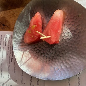 Kamonegi - Complementary pickled watermelon - Japanese Near Me - Seattle, Washington Kamonegi - Complementary pickled watermelon - Japanese Near Me - Seattle, Washington