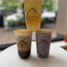 three cups of bubble tea