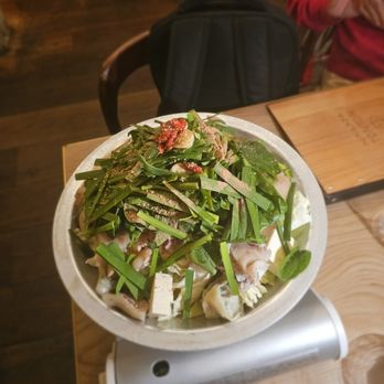 Hakata TonTon - Tonton Hotpot/Nabe- Pork feet, chicken thigh, pork belly, dumplings, tofu, vegetables, broth (we chose miso $68 (large) Just OK/go to Kimura - Japanese Near Me - New York, New York