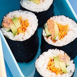 Storm Cafe - Sushi flavors are VEGAN, TUNA, SALMON, CHICKEN AND CALIFORNIA...YUMMMMMM