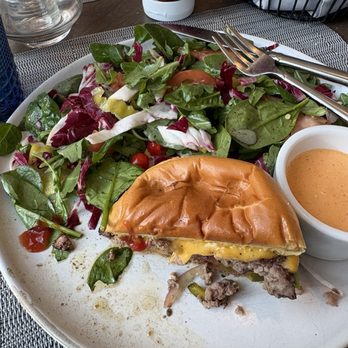 The Quimby - Half of the W burger and side salad.  Sorry...I ate half before I remembered to take the pic - American Near Me - Queens, New York