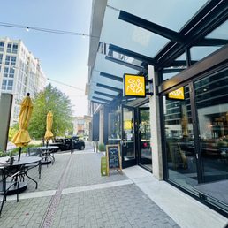 Exterior outside entrance of Story Coffee & Tea - Outside seating - Bellevue, Washington Exterior outside entrance of Story Coffee & Tea - Outside seating - Bellevue, Washington