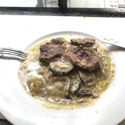 Zucchini with béchamel sauce and sautéed onions! Divine!
