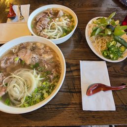 #13 combo pho (smaller bowl) and #21 rare steak & brisket pho (larger bowl) #13 combo pho (smaller bowl) and #21 rare steak & brisket pho (larger bowl)