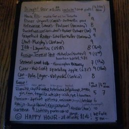 Drink menu