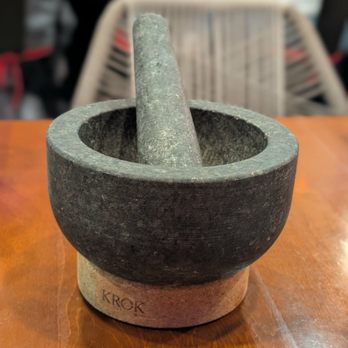 Krok - Mortar and Pestel used for one of their dishes. The Krok-Cajete, tableside dish. - Thai Near Me - Las Vegas, Nevada Krok - Mortar and Pestel used for one of their dishes. The Krok-Cajete, tableside dish. - Thai Near Me - Las Vegas, Nevada