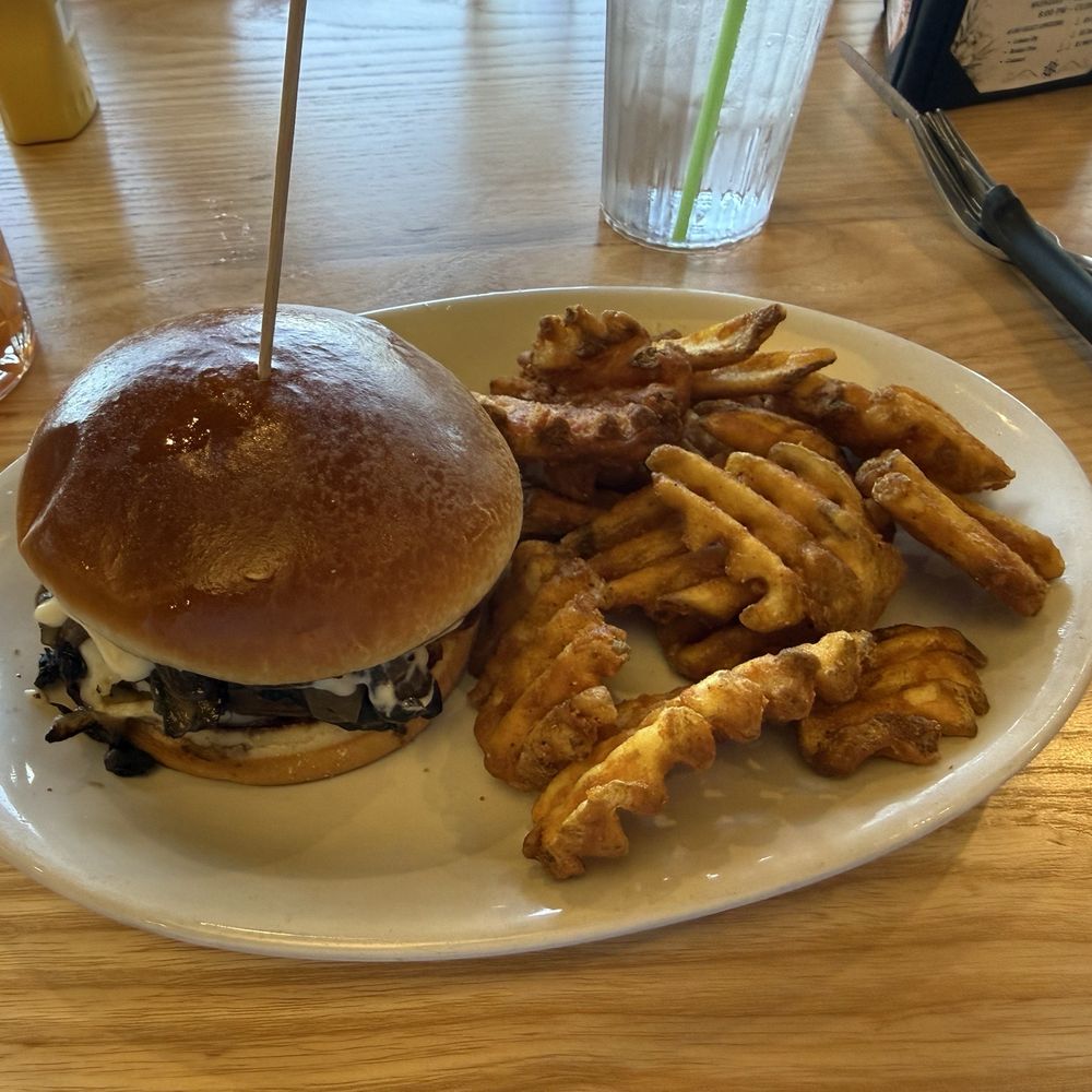 Freighters Eatery & Taproom - Portobello Swiss Wagyu Burger* - American Near Me - Port Huron, Michigan Freighters Eatery & Taproom - Portobello Swiss Wagyu Burger* - American Near Me - Port Huron, Michigan