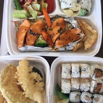 Sushi I - Bento Box A (salmon) & spicy salmon + negitoro maki -- perfect portions for lunch for 2! - Japanese Near Me - Langley, British Columbia Sushi I - Bento Box A (salmon) & spicy salmon + negitoro maki -- perfect portions for lunch for 2! - Japanese Near Me - Langley, British Columbia