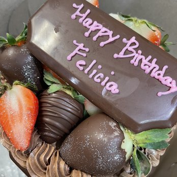 BT's Bakery - Chocolate vegan cake with strawberries. Half the berries dipped in chocolate, half naked. - Bakeries Near Me - Oak Park, Michigan BT's Bakery - Chocolate vegan cake with strawberries. Half the berries dipped in chocolate, half naked. - Bakeries Near Me - Oak Park, Michigan